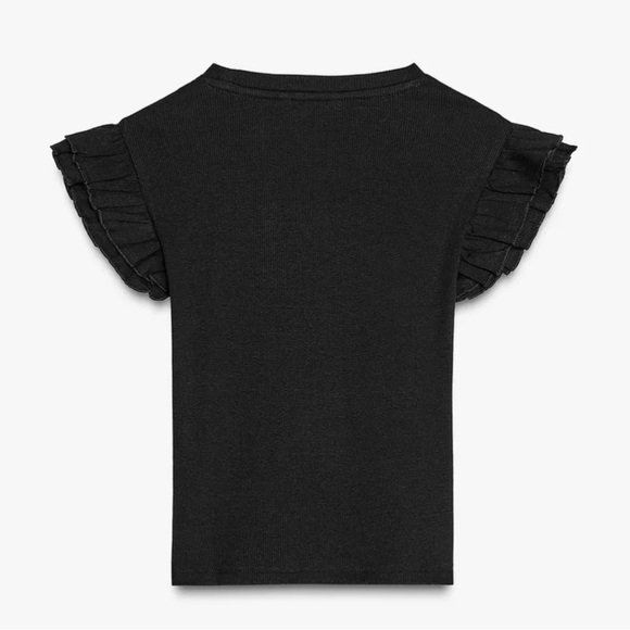 Zara Ribbed Ruffle Top - Picture 5 of 8